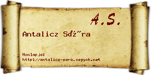 Antalicz Sára névjegykártya